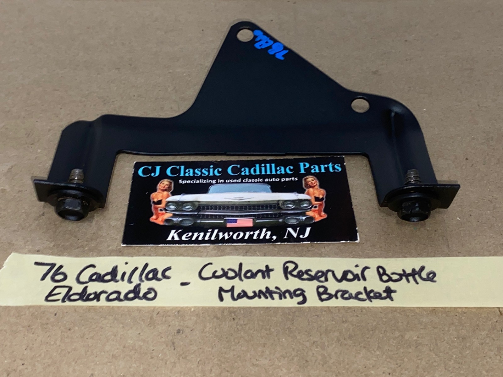 RESTORED 1974 1975 1976 Cadillac Deville Fleetwood Calais Commercial Chassis 1974 1975 1976 1977 Eldorado RADIATOR COOLANT OVERFLOW RESERVOIR BOTTLE MOUNTING BRACKET #1603756 - Image 5