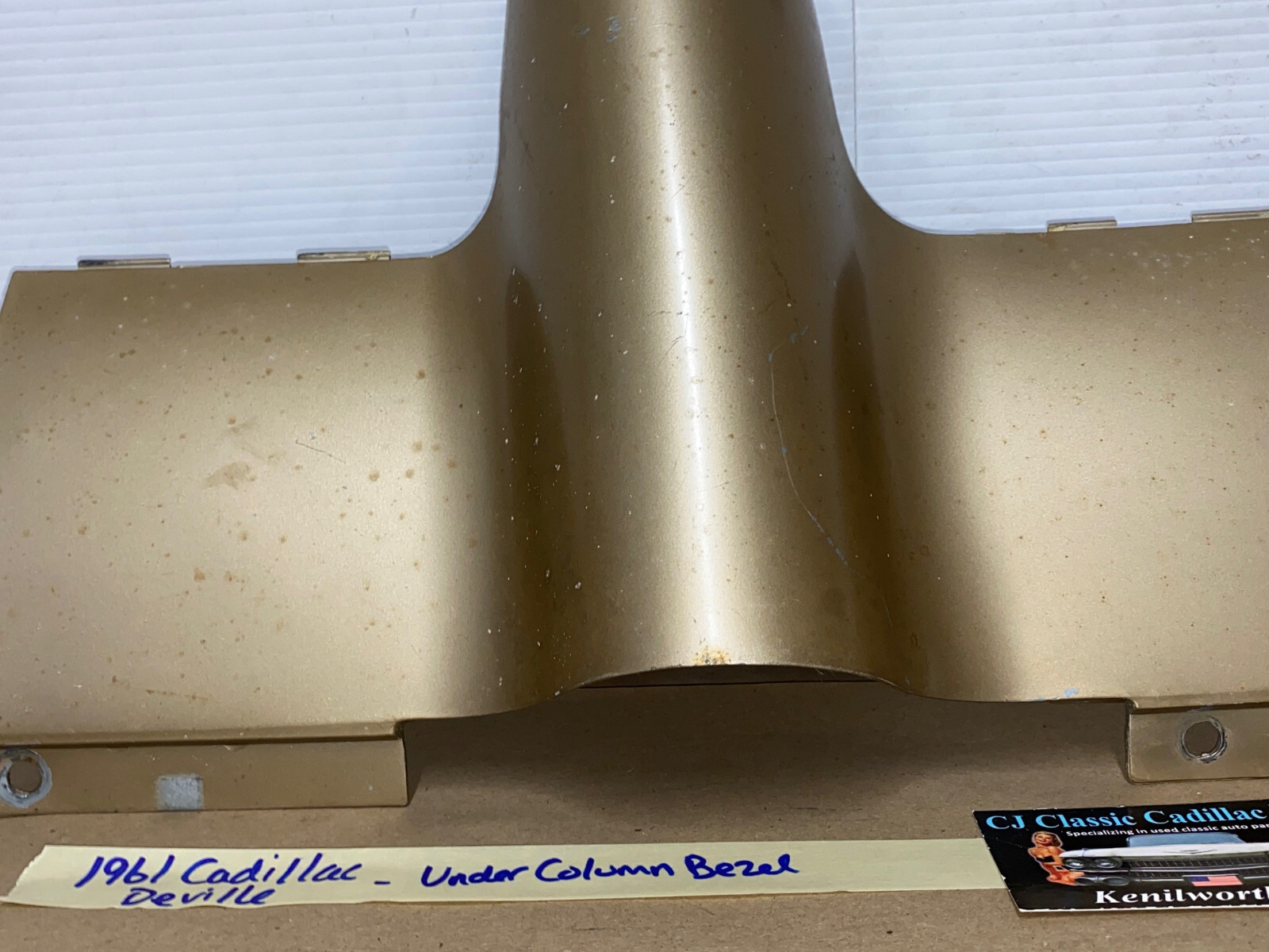 OEM 1961 Cadillac Deville Eldorado Fleetwood LOWER DASH UNDER COLUMN BEZEL TRIM * TAN/LIGHT BROWN * #1475194 - Image 7