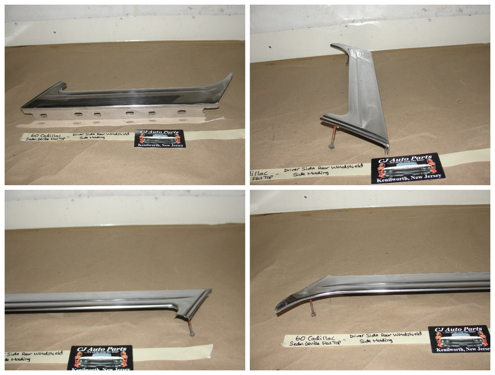 OEM 1960 Cadillac Sedan Deville Flat Top LEFT REAR WINDSHIELD WINDOW MOLDING TRIM #3631564 - Image 7