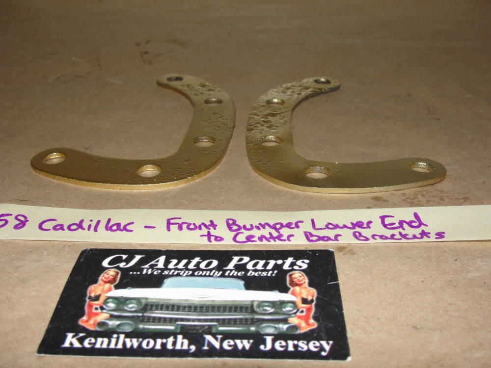 OEM 1958 Cadillac Deville FRONT BUMPER LOWER END TO CENTER BAR SUPPORT BRACKET SPACERS #1468427 - Image 7