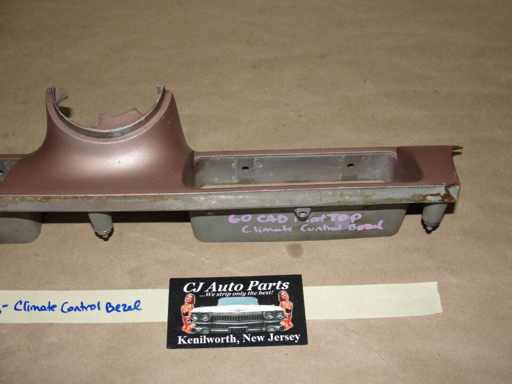 OEM 1960 Cadillac Deville Eldorado 1960 1961 1962 Series 75 Fleetwood FLAT TOP LOWER DASH ABOVE COLUMN CLIMATE CONTROL BEZEL TRIM #3511864 - Image 8