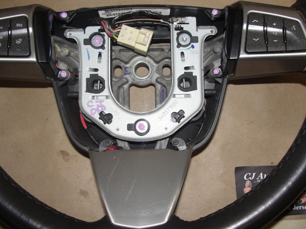 OEM 2008 2009 Cadillac STS EBONY CASHMERE HEATED LEATHER & WOODGRAIN STEERING WHEEL #25921226/34037168B Ebony/Black & Wood Grain - Image 8