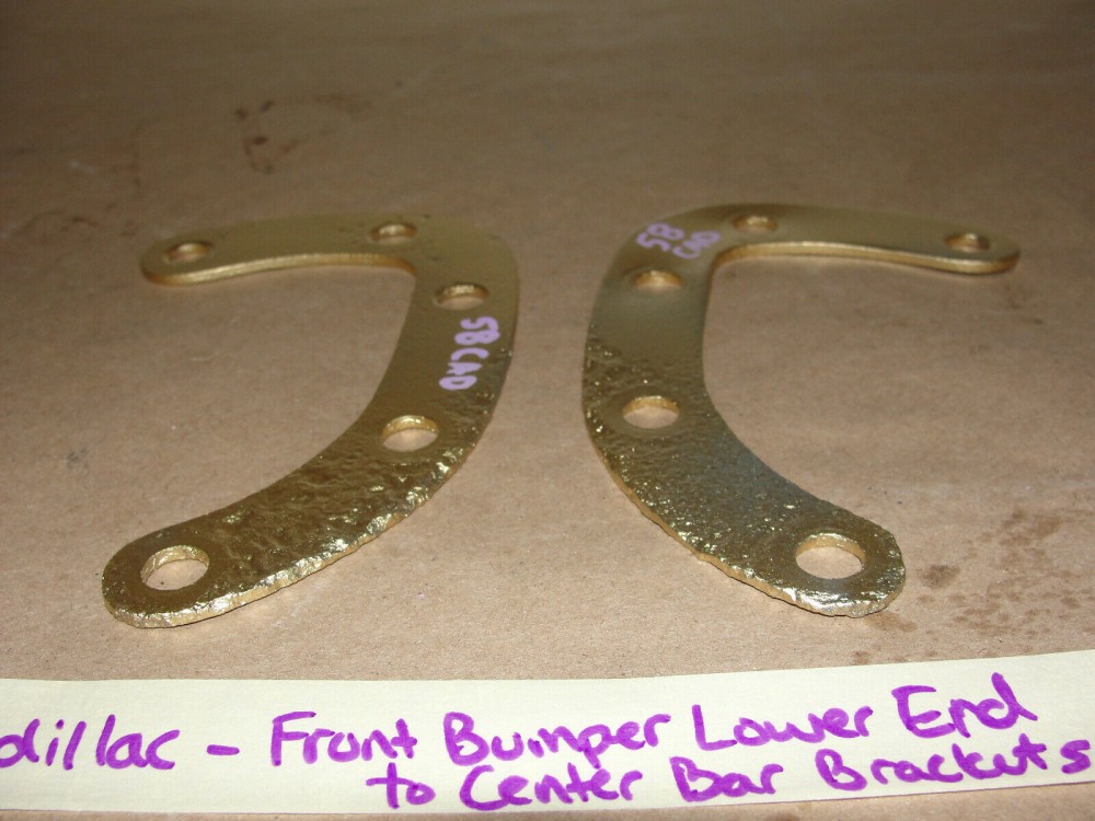 OEM 1958 Cadillac Deville FRONT BUMPER LOWER END TO CENTER BAR SUPPORT BRACKET SPACERS #1468427 - Image 8