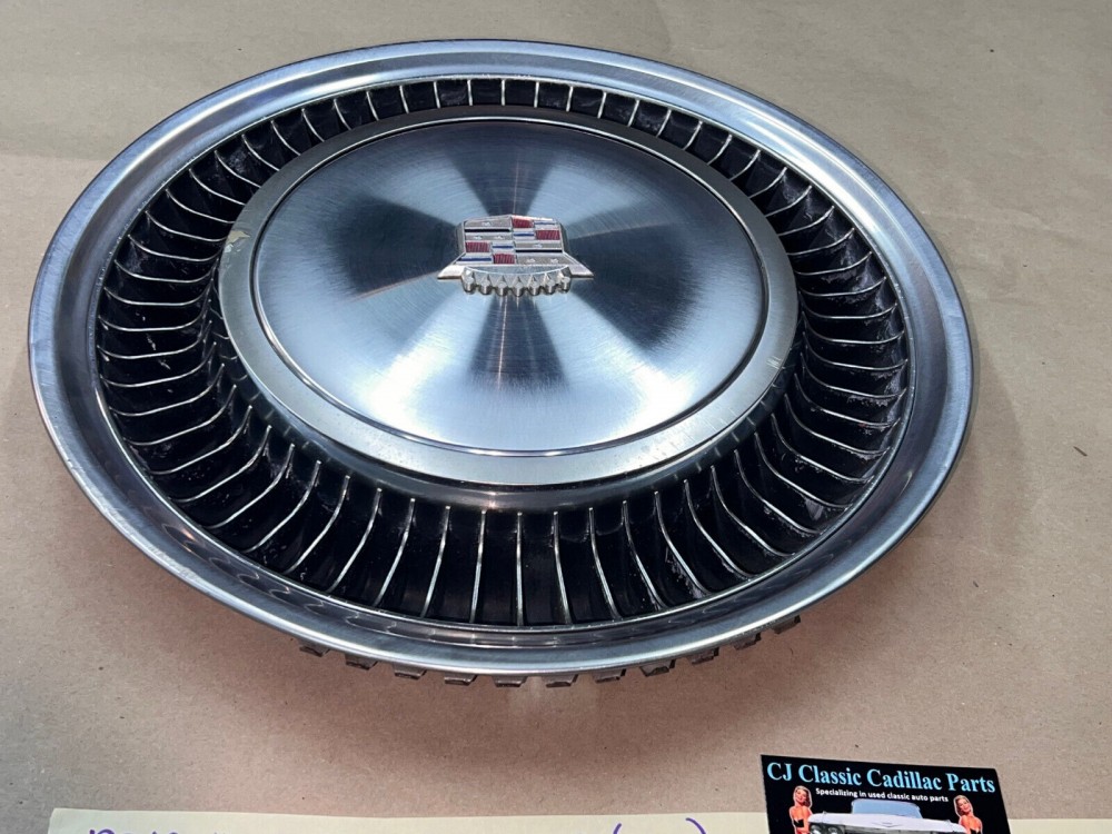 OEM 1974 1975 1976 Cadillac Fleetwood Deville 15" TURBINE HUBCAP WHEEL COVER W/CREST EMBLEM #003 (ONE) - Image 8