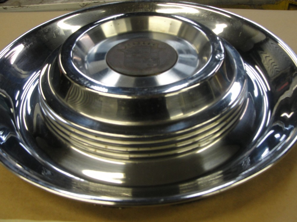 OEM 1954 1955 Cadillac Deville Eldorado Fleetwood 15" HUB CAP HUBCAP WHEEL COVER w/ CENTER CAP MEDALLION #002 - Image 8