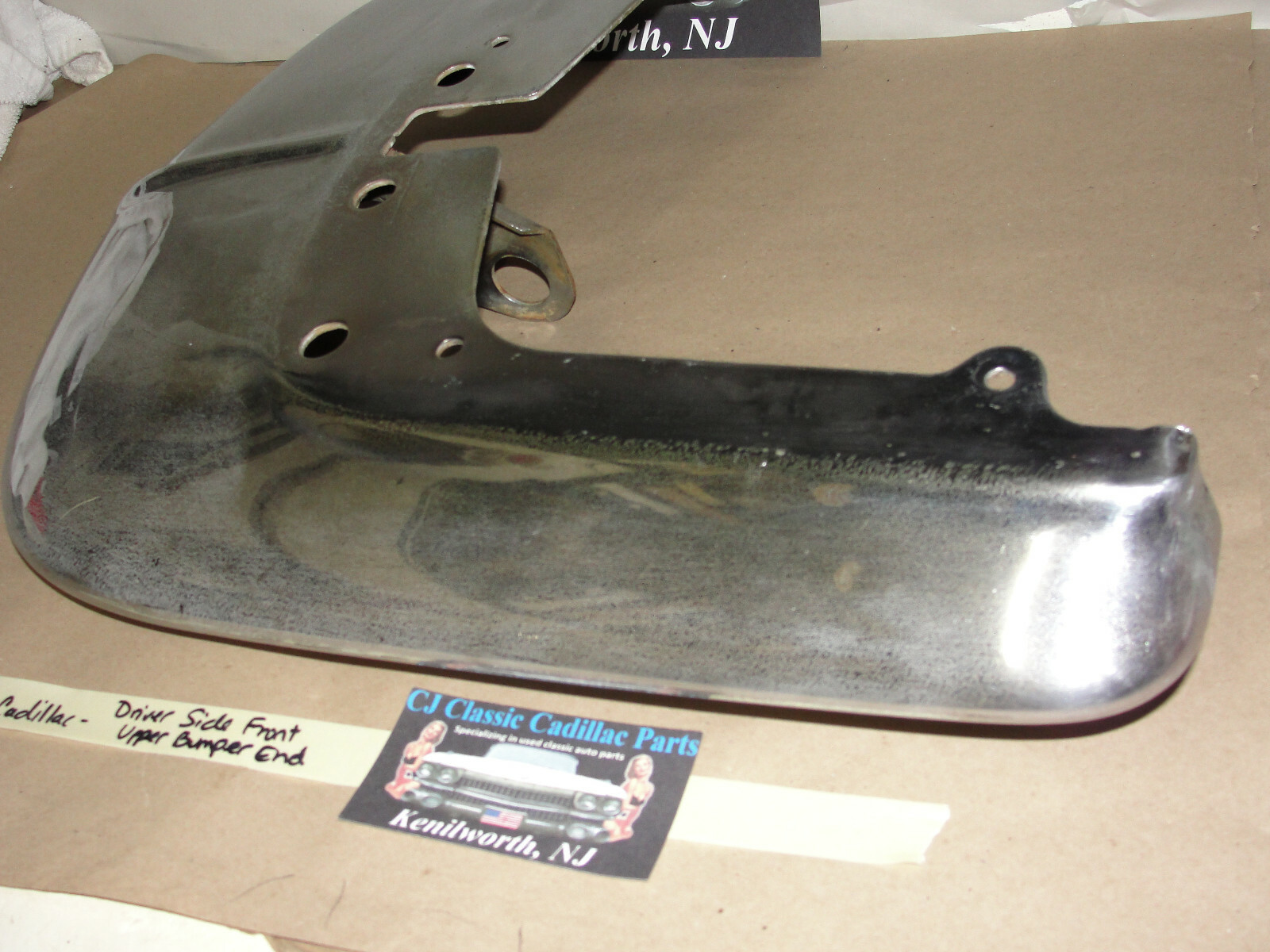 OEM 1960 Cadillac Deville Eldorado Fleetwood LEFT DRIVER SIDE CHROME UPPER FRONT BUMPER END CORNER #3511899 - Image 3