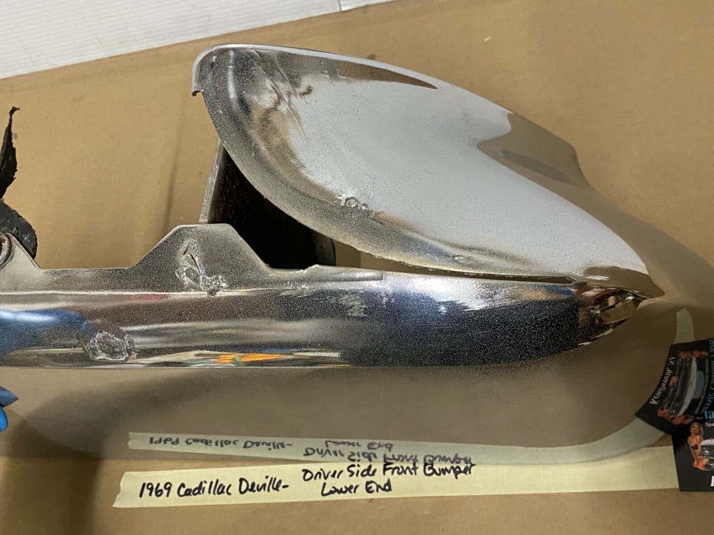 OEM 1969 1970 Cadillac Deville Calais Fleetwood LEFT DRIVER SIDE LOWER FRONT BUMPER END #3514862 - Image 8