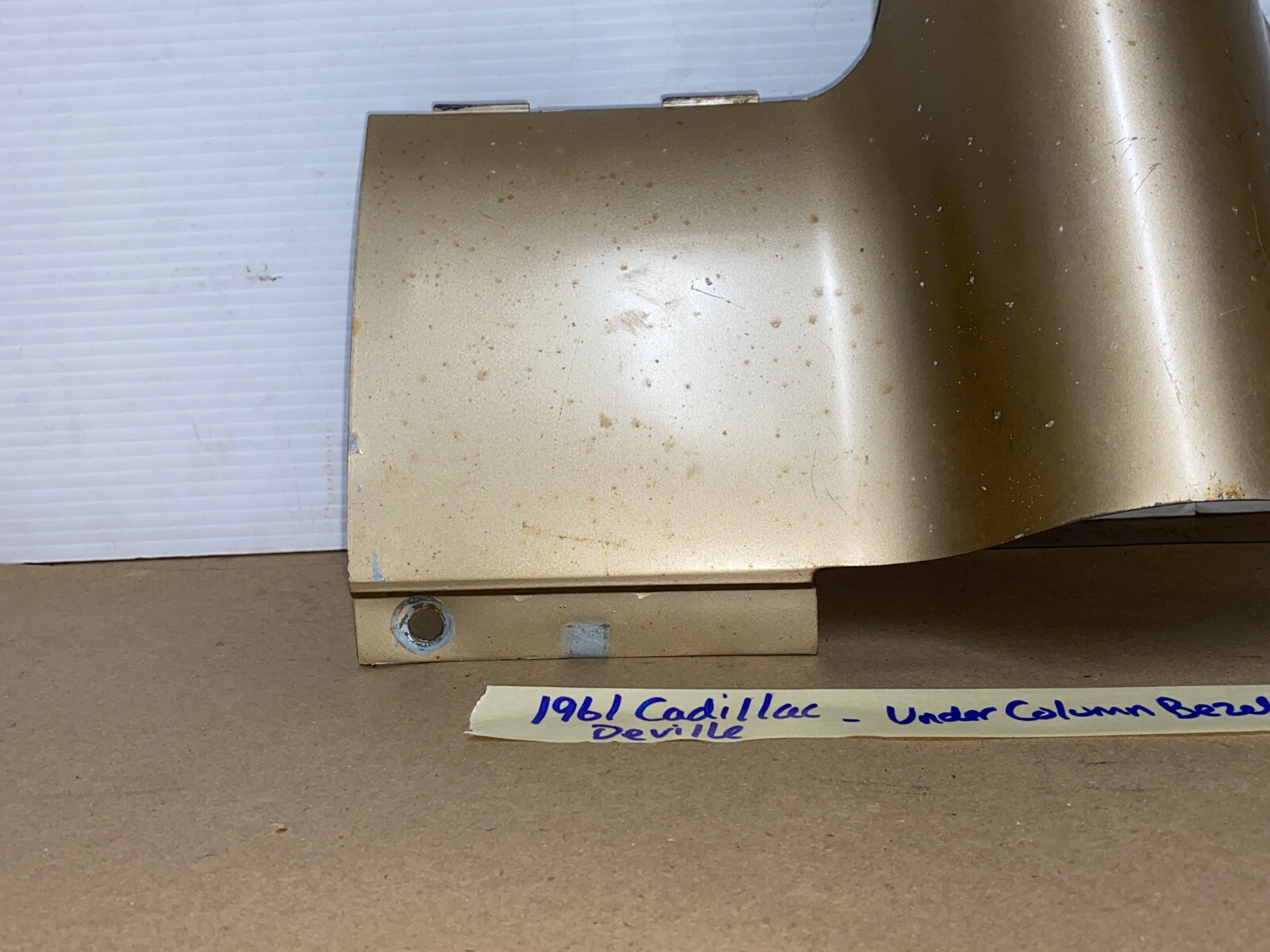 OEM 1961 Cadillac Deville Eldorado Fleetwood LOWER DASH UNDER COLUMN BEZEL TRIM * TAN/LIGHT BROWN * #1475194 - Image 6