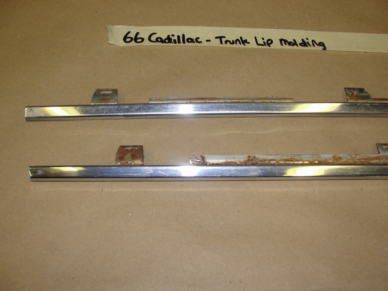 OEM 1966 Cadillac Eldorado Fleetwood Deville Calais TRUNK DECK LID LIP CHROME BEZEL TRIM MOLDING 3 PIECE SET #4227324/#4227325/#4227314 - Image 8