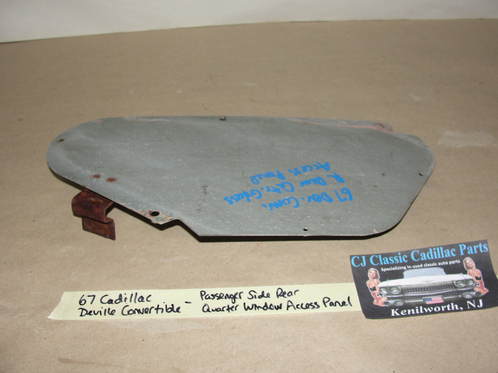 OEM 1967 Cadillac Deville Convertible RIGHT REAR QUARTER WINDOW GLASS ACCESS PANEL COVER - Image 8