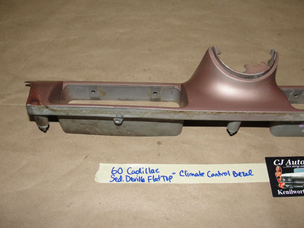 OEM 1960 Cadillac Deville Eldorado 1960 1961 1962 Series 75 Fleetwood FLAT TOP LOWER DASH ABOVE COLUMN CLIMATE CONTROL BEZEL TRIM #3511864 - Image 9