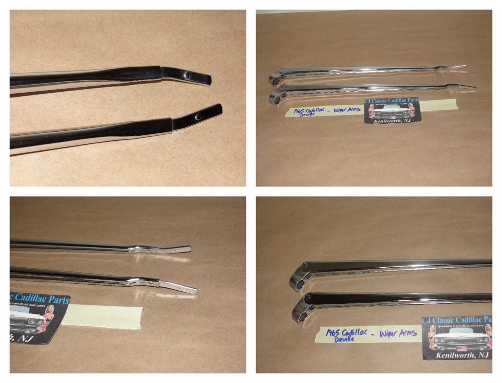 OEM 1965 1966 1967 Cadillac Deville Eldorado Fleetwood Calais TRICO WINDSHIELD WIPER ARMS - LEFT & RIGHT - POLISHED - Image 9