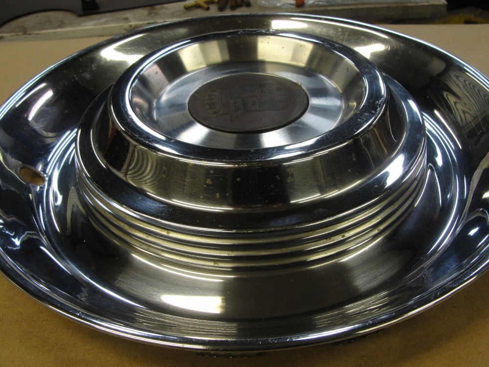 OEM 1954 1955 Cadillac Deville Eldorado Fleetwood 15" HUB CAP HUBCAP WHEEL COVER w/ CENTER CAP MEDALLION #002 - Image 9