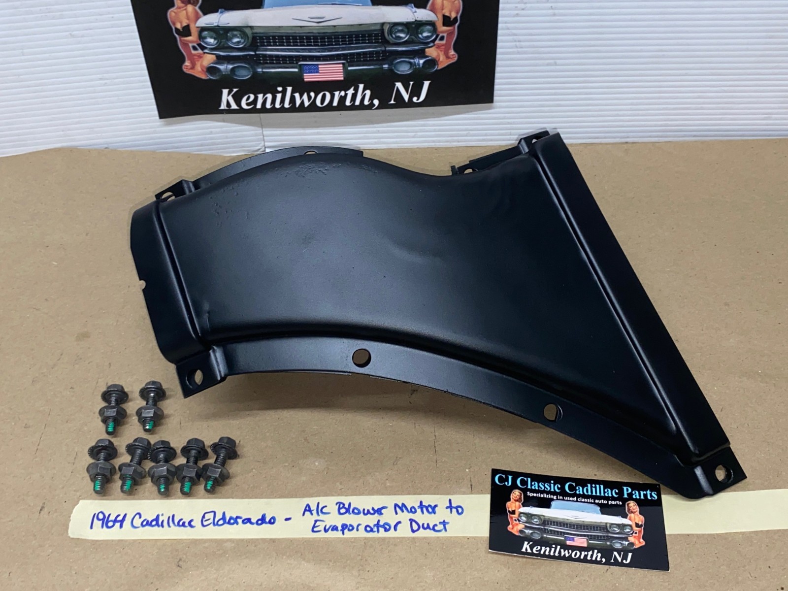 OEM 1963 1964 Cadillac Eldorado Deville Fleetwood A/C BLOWER MOTOR TO EVAPORATOR BOX DUCT W/MOUNTING BOLTS HARDWARE #1481036/#1481035 - Image 9