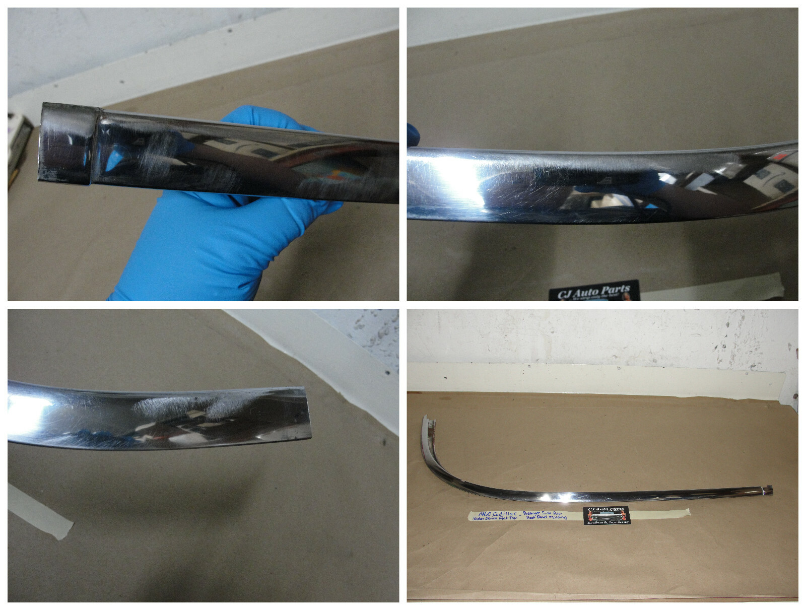 OEM 1959 1960 Cadillac Deville Flat Top 4 Door 4 Window RIGHT CENTER REAR ROOF PANEL UPPER MOLDING TRIM #4757526 - Image 9