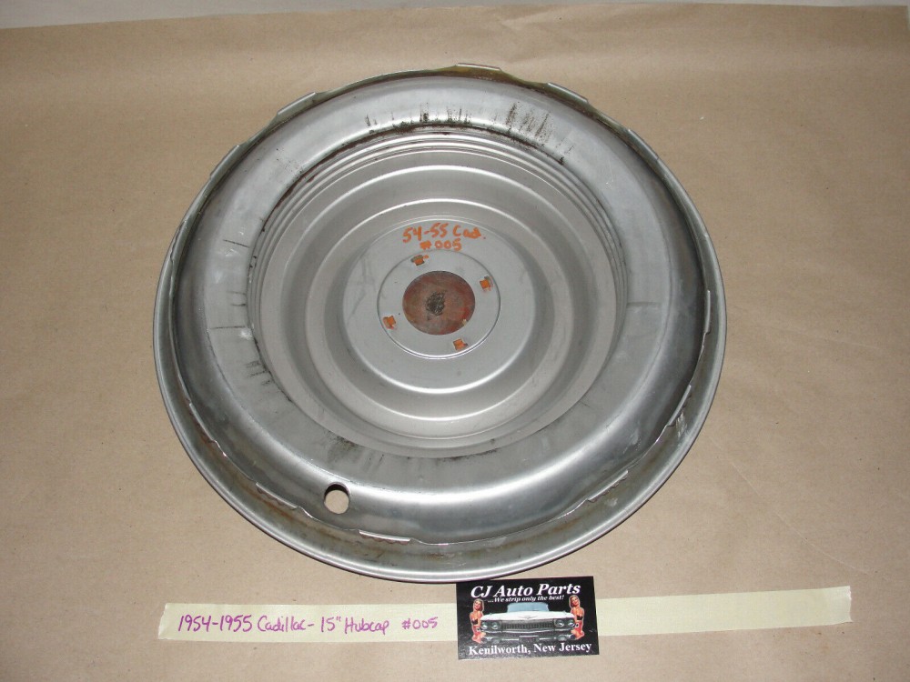 OEM 1954 1955 Cadillac Deville Eldorado Fleetwood 15" HUBCAP HUB CAP WHEEL COVER w/ CENTER CAP MEDALLION #005 - Image 9