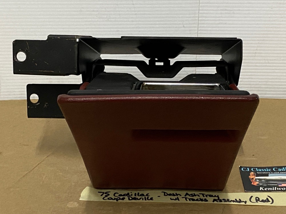 OEM 1974 1975 1976 Cadillac Deville Eldorado Fleetwood Calais DASH ASHTRAY ASH TRAY ASSEMBLY WITH TRACKS (RED) - Image 8