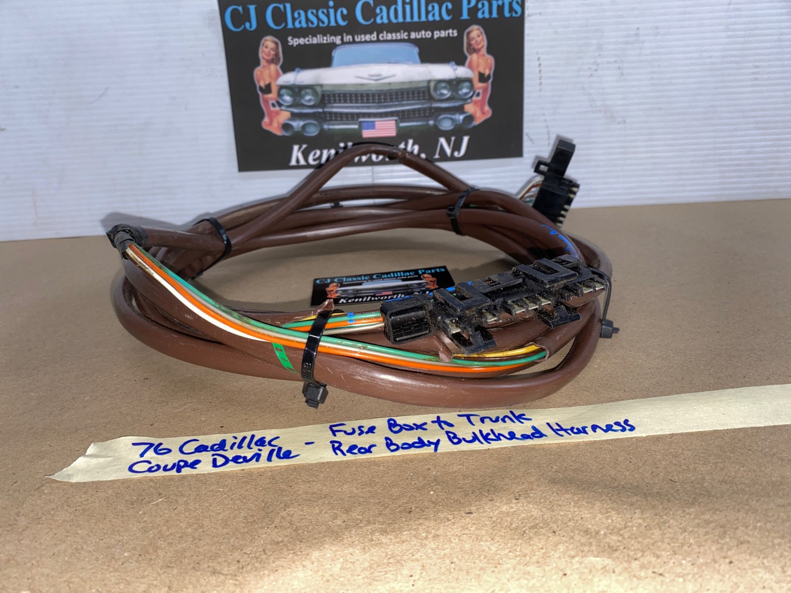 OEM 1974 1975 1976 Cadillac Deville Fleetwood Calais FUSE BOX TO TRUNK REAR BODY BULKHEAD TAIL LIGHT WIRE HARNESS CONNECTOR #9640425 - Image 9