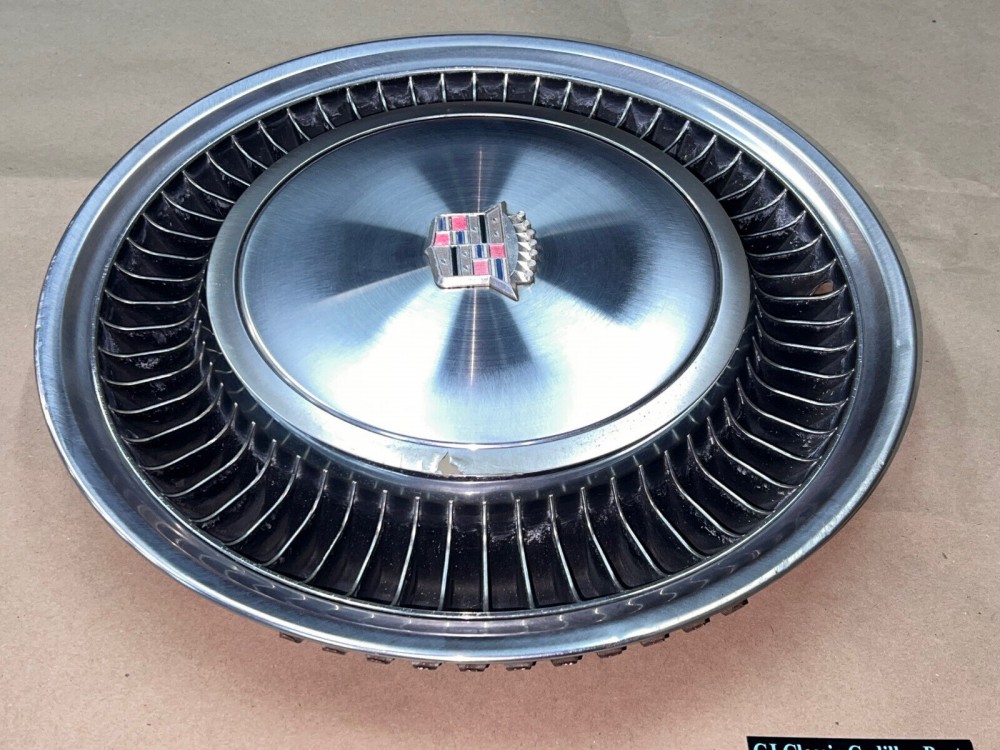 OEM 1974 1975 1976 Cadillac Fleetwood Deville 15" TURBINE HUBCAP WHEEL COVER W/CREST EMBLEM #003 (ONE) - Image 9
