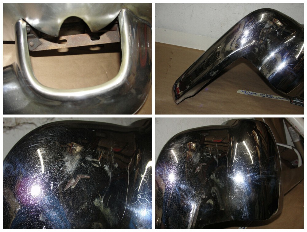 OEM 1958 Cadillac Deville Eldorado Fleetwood LEFT DRIVER SIDE FRONT BUMPER END UPPER & LOWER #3511182 - Image 9