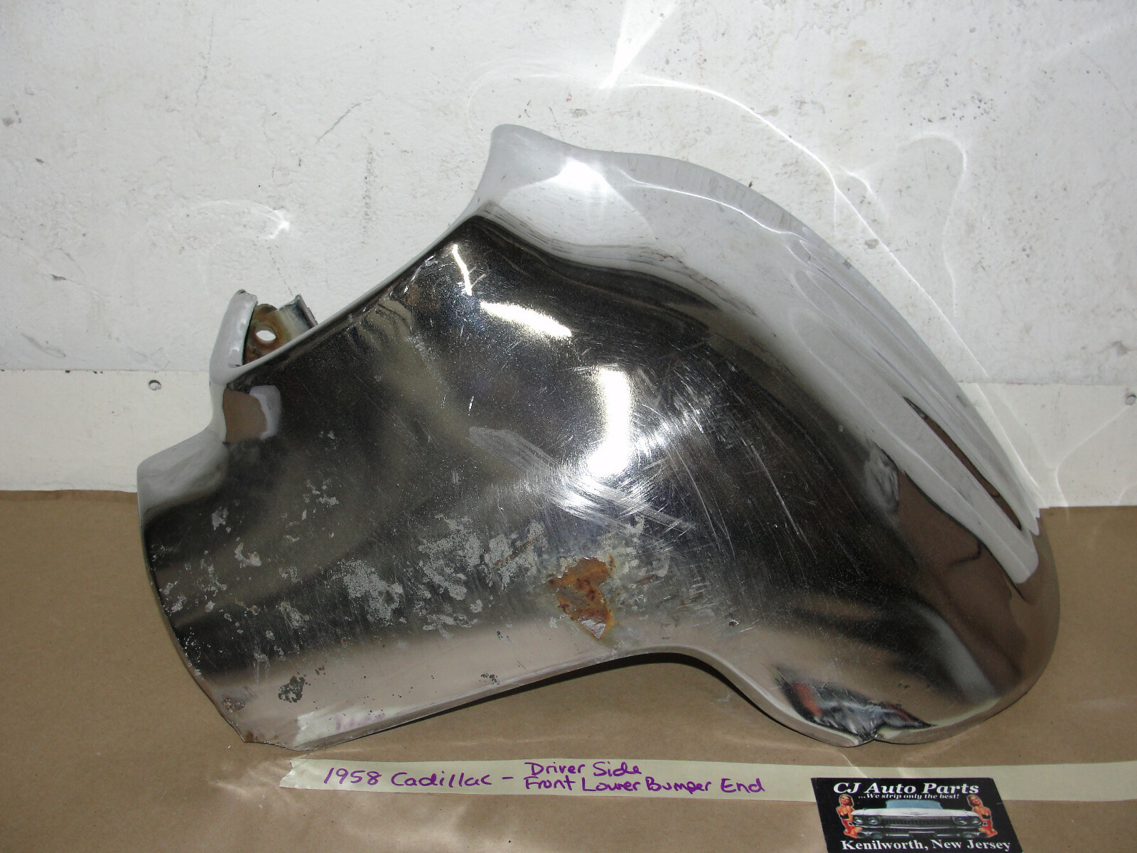 OEM 1958 Cadillac Deville Eldorado Fleetwood LEFT DRIVER SIDE FRONT BUMPER END LOWER #3511182 - Image 9