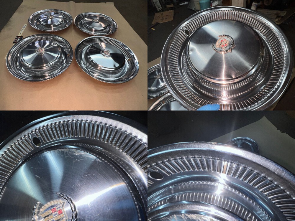 OEM 1974 1975 1976 Cadillac Fleetwood Deville 15" HUB CAPS HUBCAPS WHEEL COVERS W/ WREATH CREST EMBLEM SET OF 4 - Image 9