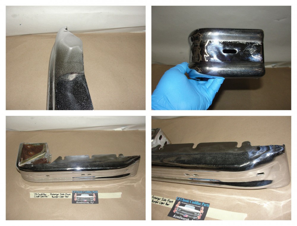 OEM 1974 1975 1976 Cadillac Deville Fleetwood Calais RIGHT PASSENGER SIDE FRONT BUMPER UPPER END CORNER BAR #3516090 - Image 9