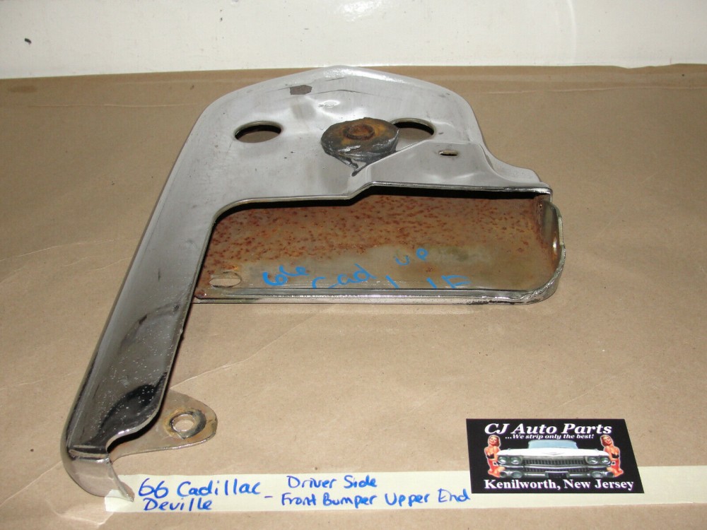 OEM 1966 Cadillac Deville Eldorado Calais Fleetwood LEFT DRIVER SIDE UPPER FRONT BUMPER END #3513678 - Image 3