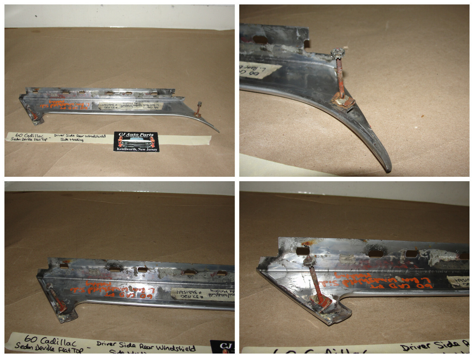 OEM 1960 Cadillac Sedan Deville Flat Top LEFT REAR WINDSHIELD WINDOW MOLDING TRIM #3631564 - Image 9