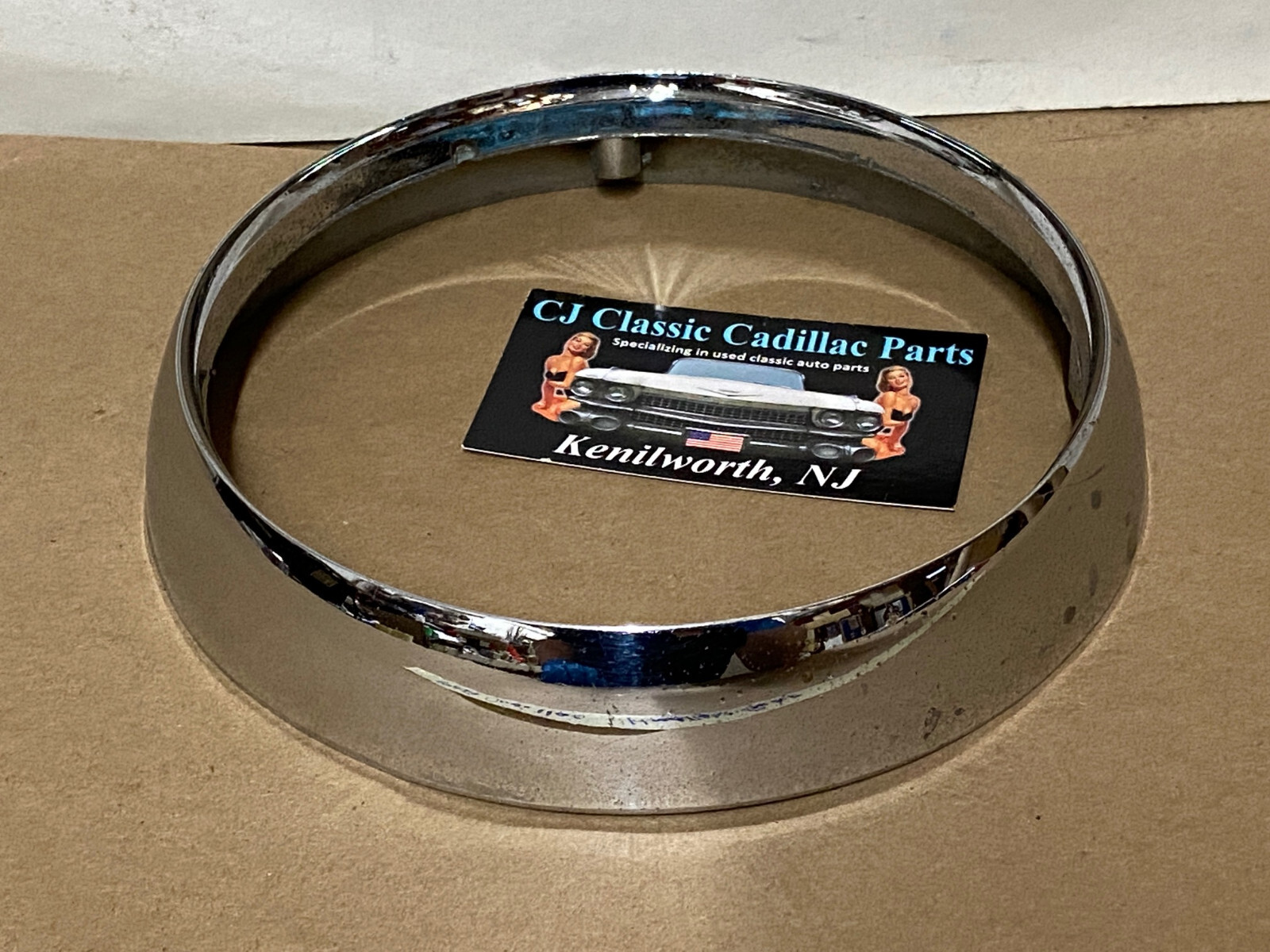 OEM 1962 Cadillac Deville Fleetwood Eldorado HEADLIGHT CHROME BEZEL DOOR TRIM #3512583/#1477656 - Image 9