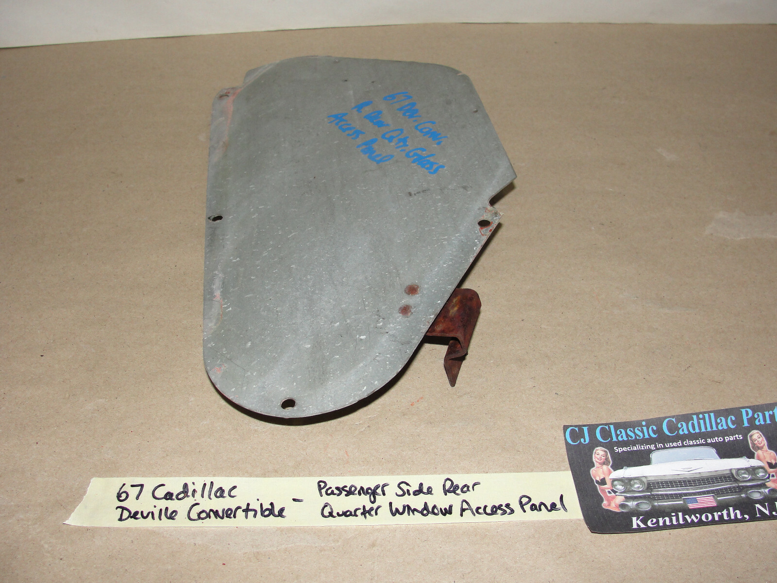 OEM 1967 Cadillac Deville Convertible RIGHT REAR QUARTER WINDOW GLASS ACCESS PANEL COVER - Image 9