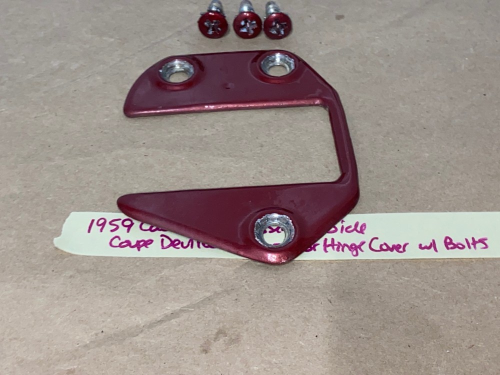 OEM 1959 1960 Cadillac Deville Eldorado Fleetwood RIGHT FRONT DOOR UPPER DOOR HINGE COVER PLATE WITH BOLTS #4750404 - Image 3