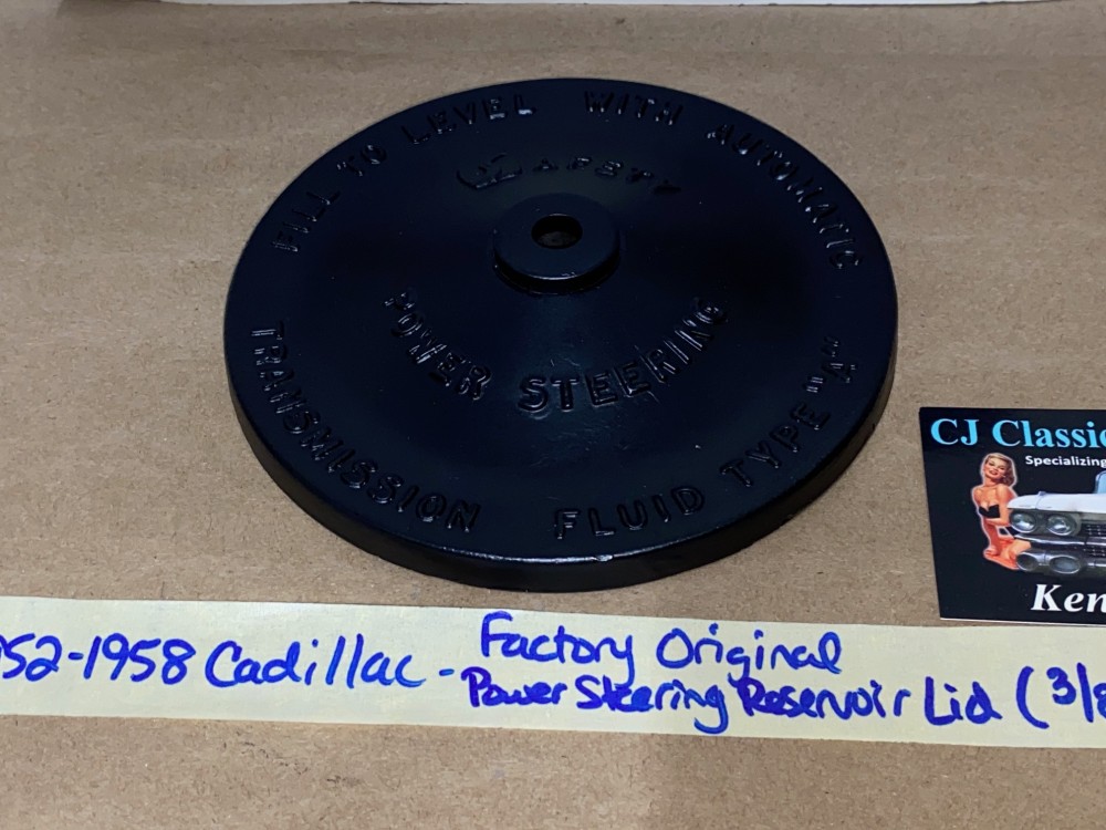 FACTORY ORIGINAL 1952 1953 1954 1955 1956 1957 1958 CADILLAC DEVILLE FLEETWOOD ELDORADO DOMED POWER STEERING PUMP RESERVOIR CAP ~ 3/8" CENTER HOLE - Image 2