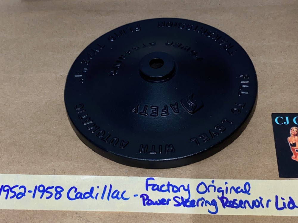 FACTORY ORIGINAL 1952 1953 1954 1955 1956 1957 1958 CADILLAC DEVILLE FLEETWOOD ELDORADO DOMED POWER STEERING PUMP RESERVOIR CAP ~ 3/8" CENTER HOLE - Image 5
