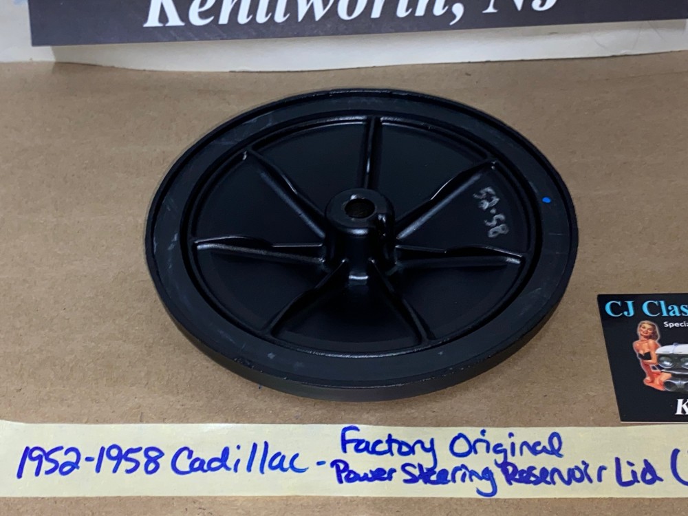 FACTORY ORIGINAL 1952 1953 1954 1955 1956 1957 1958 CADILLAC DEVILLE FLEETWOOD ELDORADO DOMED POWER STEERING PUMP RESERVOIR CAP ~ 3/8" CENTER HOLE - Image 11