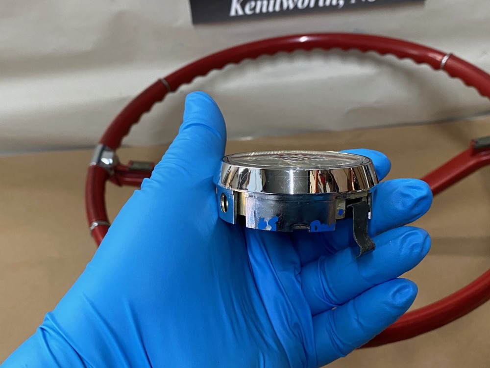 OEM 1965 Cadillac Deville Eldorado Fleetwood Calais NON-TILT STEERING WHEEL WITH HORN BAR BUTTON RING (RED) #710889/#1482949 - Image 14