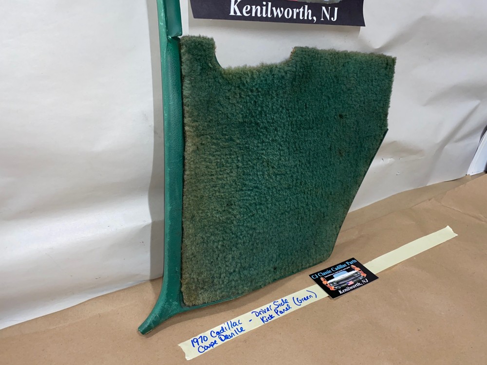 OEM 1969 1970 Cadillac Deville Fleetwood Calais LEFT DRIVER SIDE KICK PANEL TRIM (GREEN) - Image 2