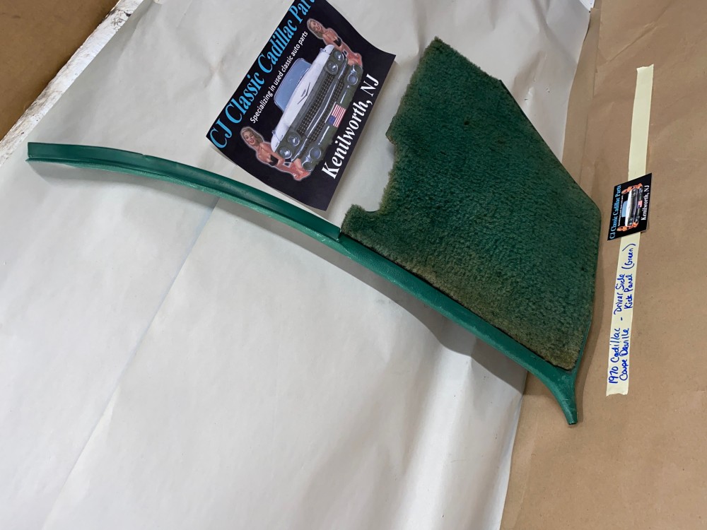 OEM 1969 1970 Cadillac Deville Fleetwood Calais LEFT DRIVER SIDE KICK PANEL TRIM (GREEN) - Image 3