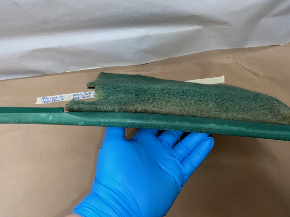 OEM 1969 1970 Cadillac Deville Fleetwood Calais LEFT DRIVER SIDE KICK PANEL TRIM (GREEN) - Image 9