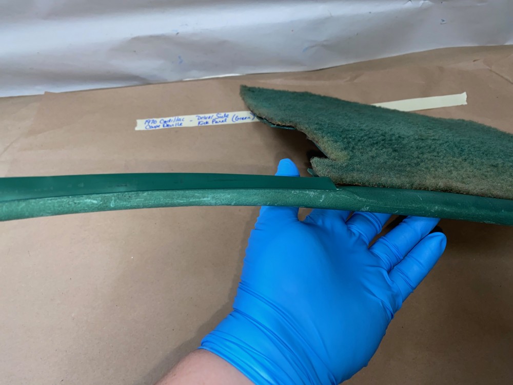 OEM 1969 1970 Cadillac Deville Fleetwood Calais LEFT DRIVER SIDE KICK PANEL TRIM (GREEN) - Image 10
