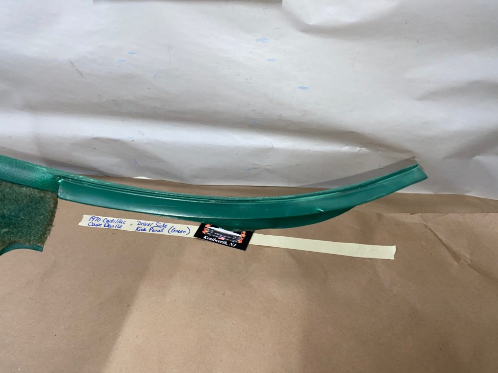 OEM 1969 1970 Cadillac Deville Fleetwood Calais LEFT DRIVER SIDE KICK PANEL TRIM (GREEN) - Image 14