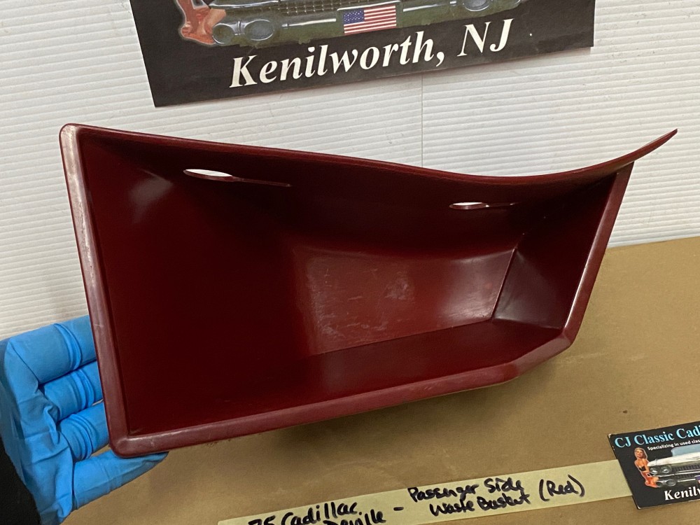 OEM 1971 1972 1973 1974 1975 1976 Cadillac Deville Eldorado Fleetwood Calais RIGHT PASSENGER SIDE KICK PANEL WASTE BASKET TRASH CAN RED - Image 12
