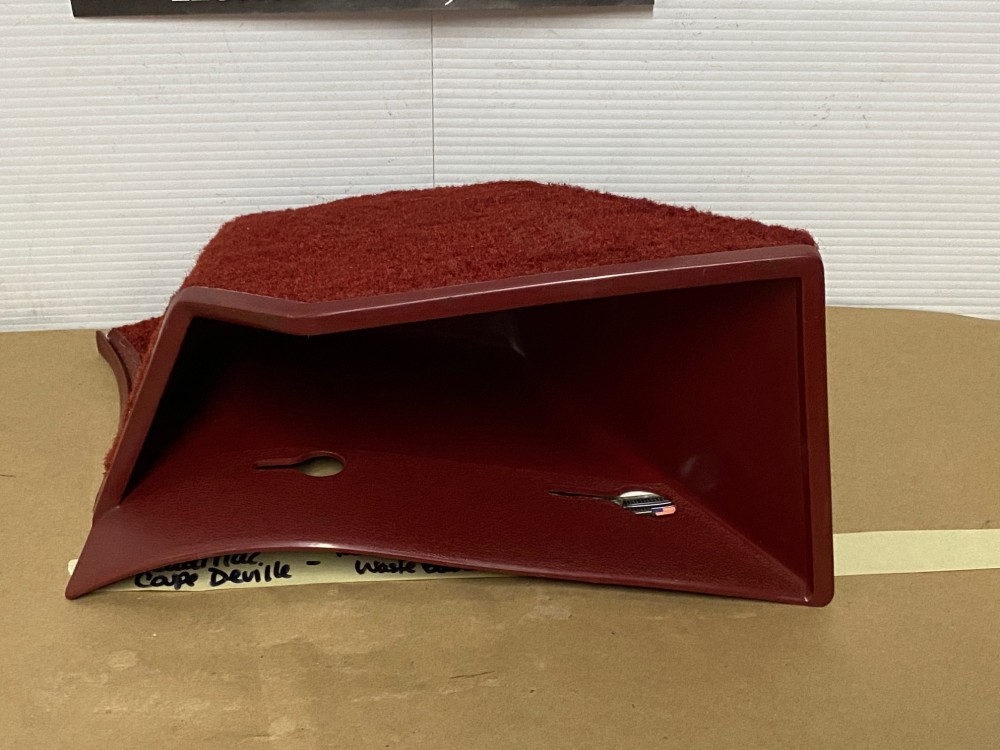 OEM 1971 1972 1973 1974 1975 1976 Cadillac Deville Eldorado Fleetwood Calais RIGHT PASSENGER SIDE KICK PANEL WASTE BASKET TRASH CAN RED - Image 10