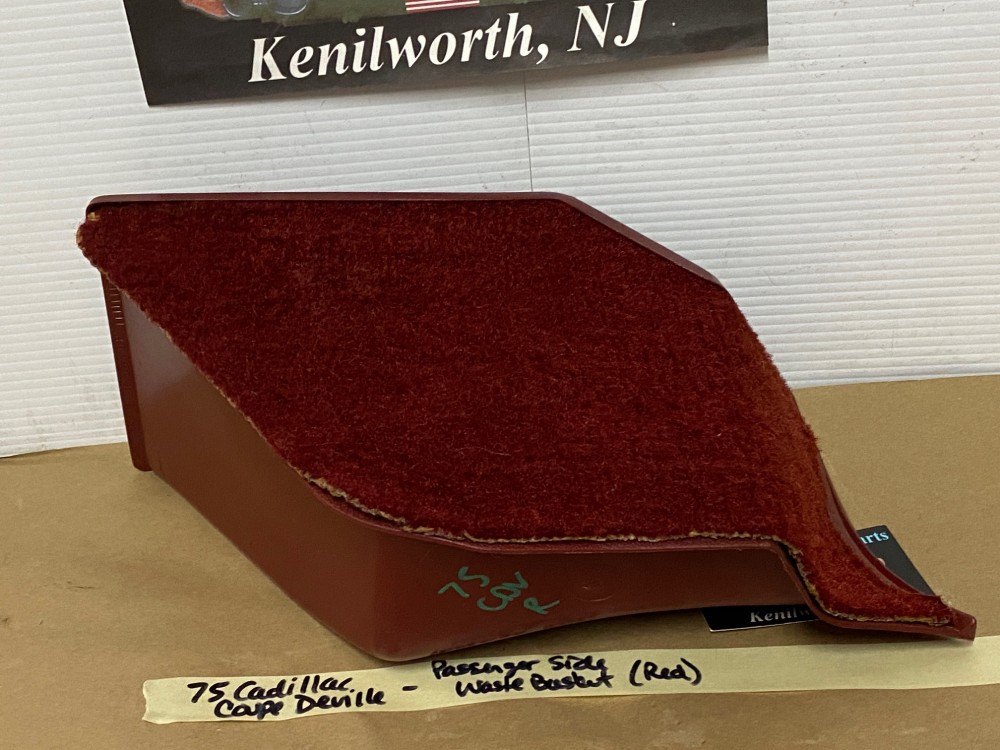 OEM 1971 1972 1973 1974 1975 1976 Cadillac Deville Eldorado Fleetwood Calais RIGHT PASSENGER SIDE KICK PANEL WASTE BASKET TRASH CAN RED - Image 8