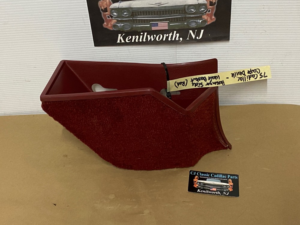 OEM 1971 1972 1973 1974 1975 1976 Cadillac Deville Eldorado Fleetwood Calais RIGHT PASSENGER SIDE KICK PANEL WASTE BASKET TRASH CAN RED - Image 14