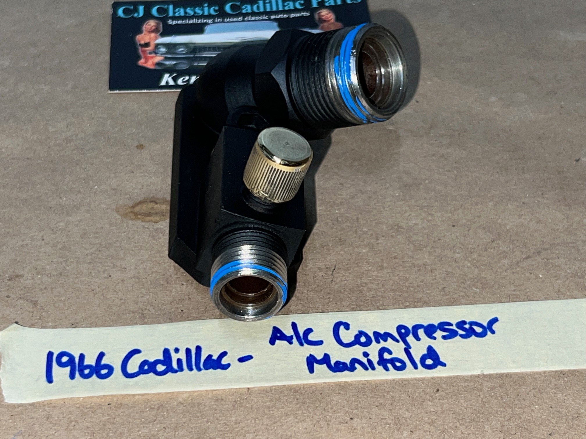 OEM 1963 1964 1965 1966 1967 Cadillac Deville Fleetwood Calais 1963 1964 1965 1966 Eldorado 429 Engine REAR A/C COMPRESSOR MANIFOLD VALVE HOSE CONNECTOR WITH NEW SCHRADER VALVE #5914945 - Image 7