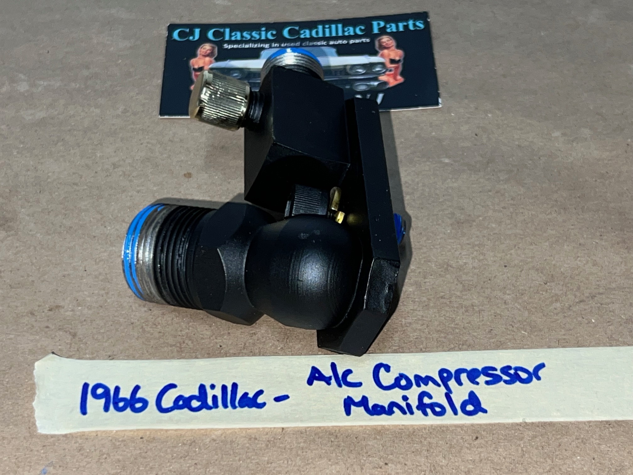 OEM 1963 1964 1965 1966 1967 Cadillac Deville Fleetwood Calais 1963 1964 1965 1966 Eldorado 429 Engine REAR A/C COMPRESSOR MANIFOLD VALVE HOSE CONNECTOR WITH NEW SCHRADER VALVE #5914945 - Image 4