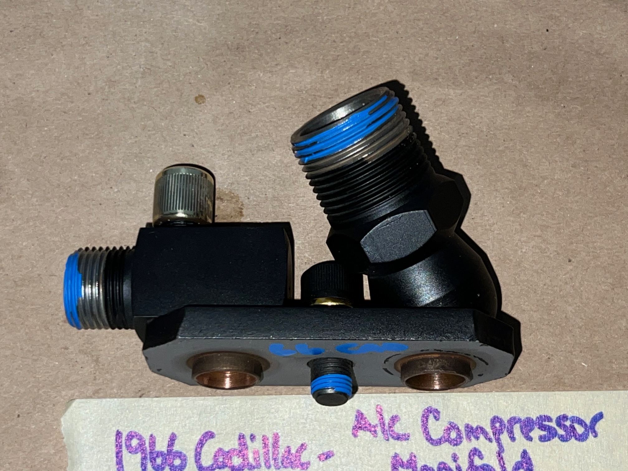 OEM 1963 1964 1965 1966 1967 Cadillac Deville Fleetwood Calais 1963 1964 1965 1966 Eldorado 429 Engine REAR A/C COMPRESSOR MANIFOLD VALVE HOSE CONNECTOR WITH NEW SCHRADER VALVE #5914945 - Image 5