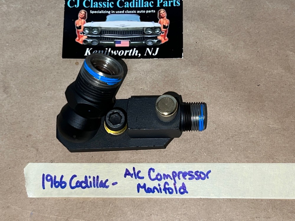 OEM 1963 1964 1965 1966 1967 Cadillac Deville Fleetwood Calais 1963 1964 1965 1966 Eldorado 429 Engine REAR A/C COMPRESSOR MANIFOLD VALVE HOSE CONNECTOR WITH NEW SCHRADER VALVE #5914945 - Image 10