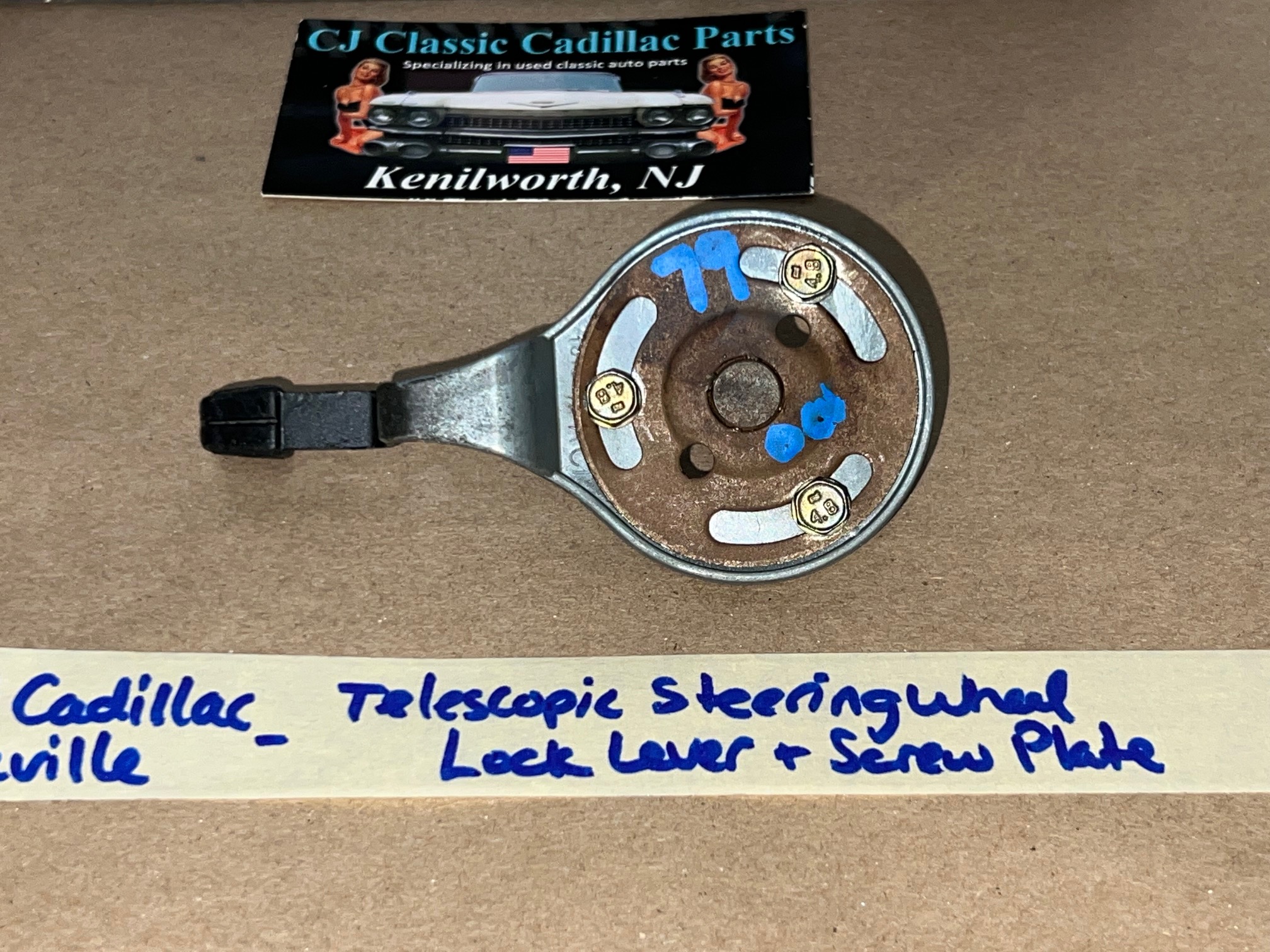 OEM 1979 1980 1981 1982 1983 1984 1985 1986 1987 1988 1989 1990 1991 1992 Cadillac Deville Eldorado Fleetwood Calais Brougham Seville TILT TELESCOPIC STEERING WHEEL ADJUSTING LEVER & SCREW PLATE #16163613 - Image 3